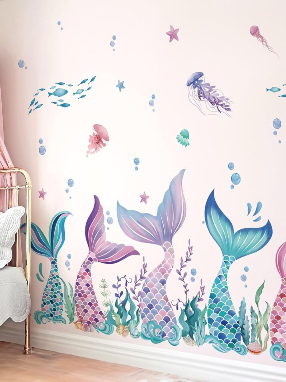 Mermaid Tail Wall Decals Under The Sea Seaweed Wall Stickers